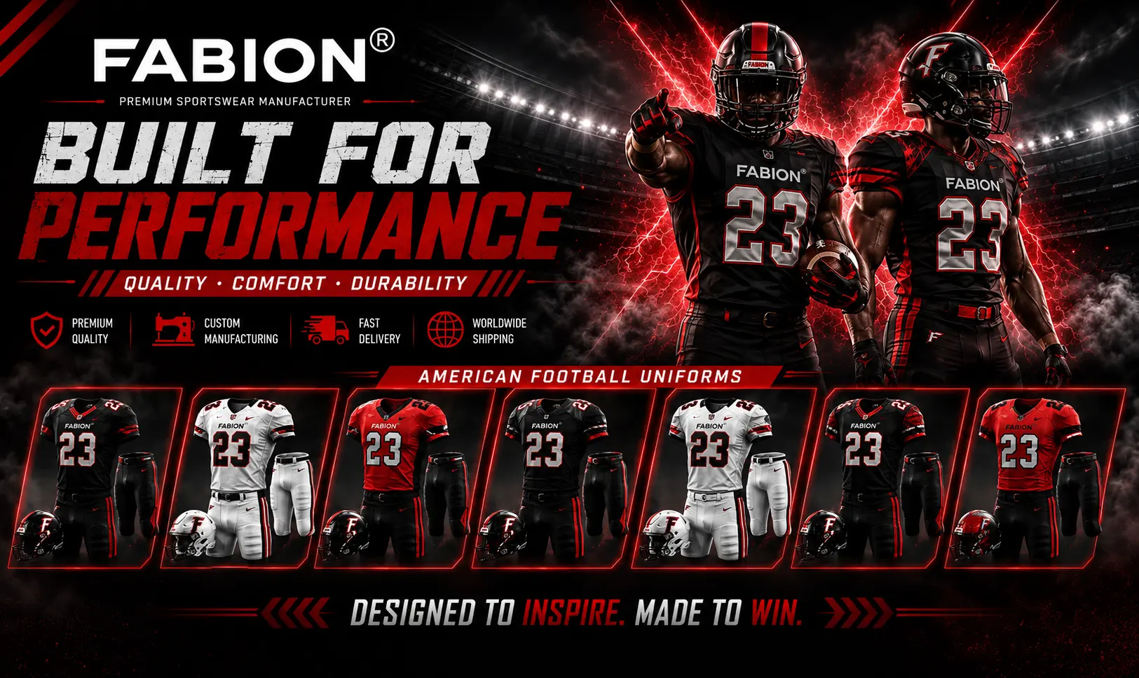 American football uniforms manufacturer