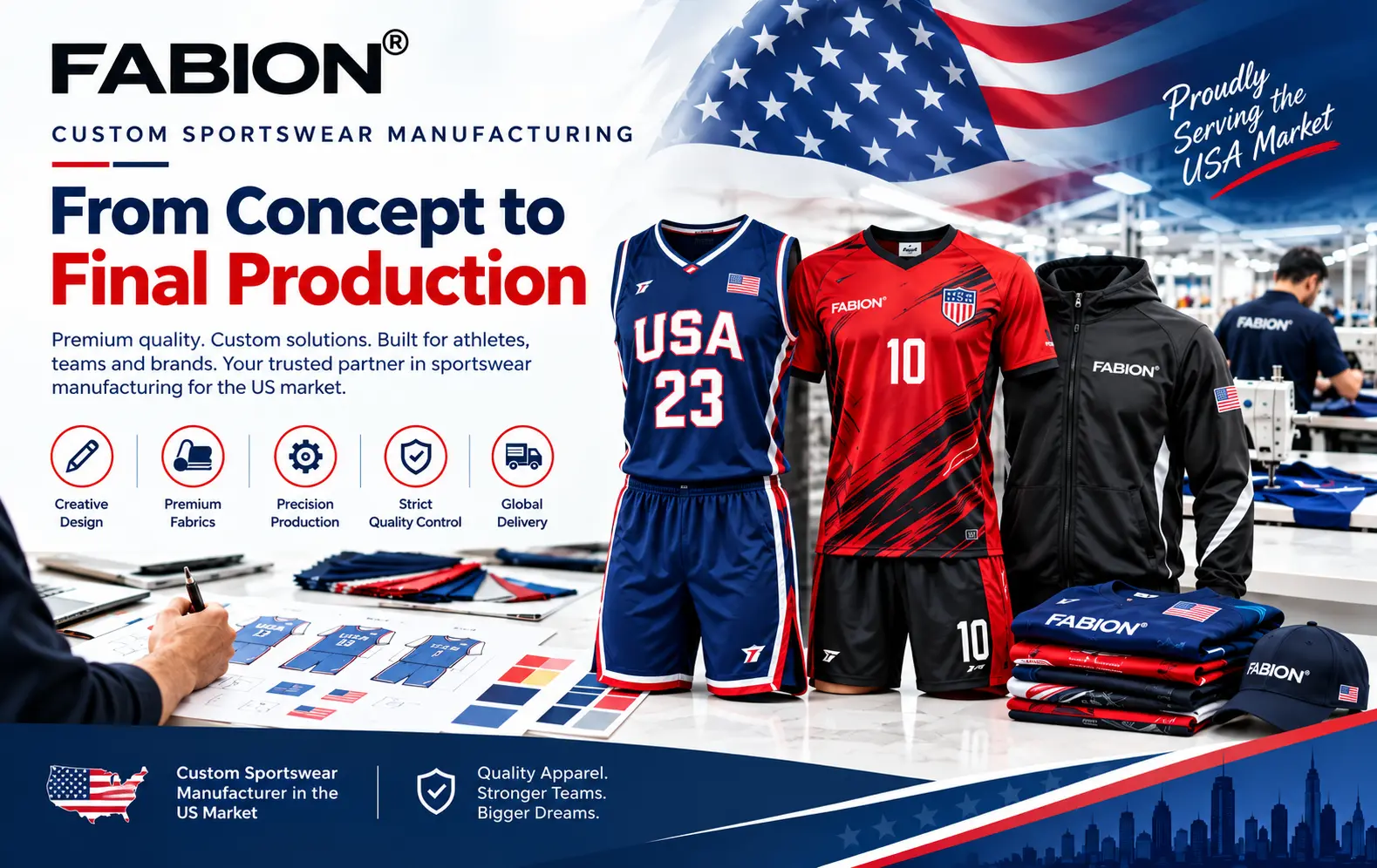 Custom sportswear manufacturer in USA markets